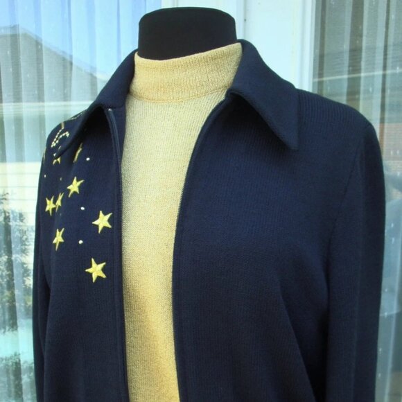 St. John Metallic Gold Mock Neck Sweater L - Picture 9 of 9